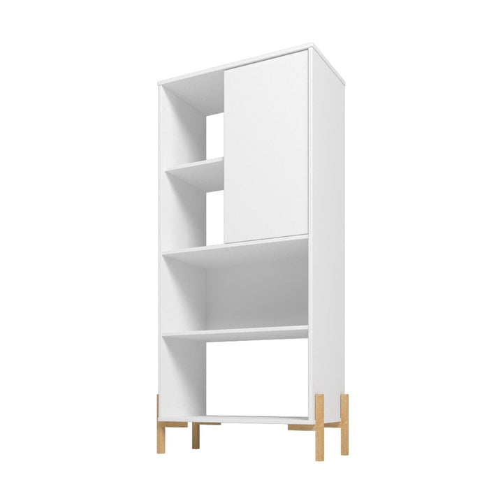 Manhattan Comfort Bowery Bookcase with 5 Shelves - White & Oak