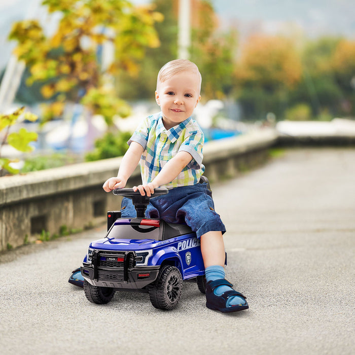 Aosom Kids Ride On Sliding Car With Hidden Under Seat Storage, Ride On Police Car For Toddler With M