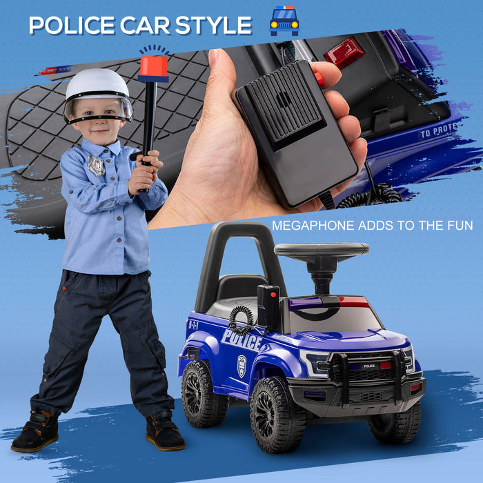 Aosom Kids Ride On Sliding Car With Hidden Under Seat Storage, Ride On Police Car For Toddler With M