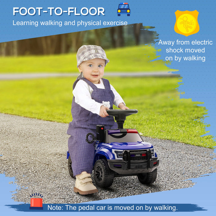 Aosom Kids Ride On Sliding Car With Hidden Under Seat Storage, Ride On Police Car For Toddler With M
