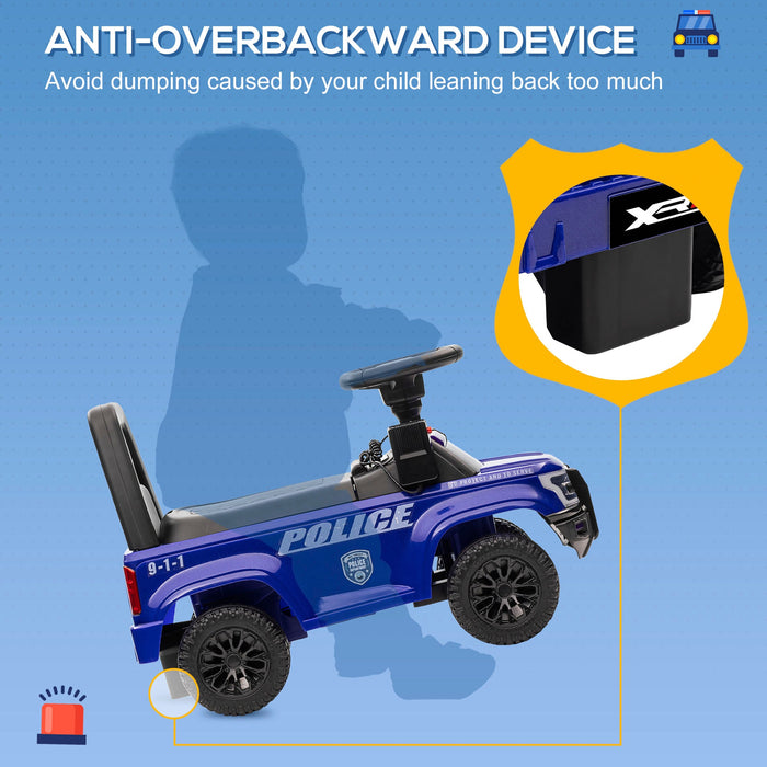 Aosom Kids Ride On Sliding Car With Hidden Under Seat Storage, Ride On Police Car For Toddler With M