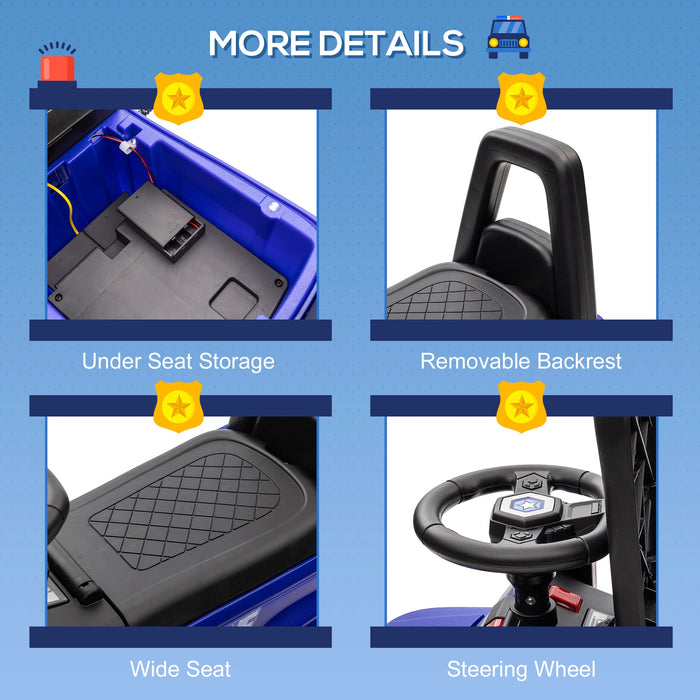 Aosom Kids Ride On Sliding Car With Hidden Under Seat Storage, Ride On Police Car For Toddler With M