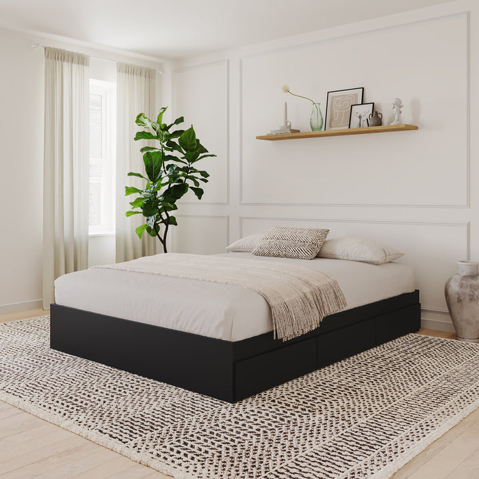 Nordika Twin Storage Platform Bed - Black 