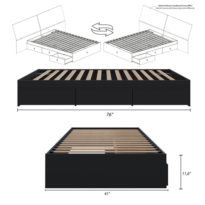 Nordika Twin Storage Platform Bed - Black 