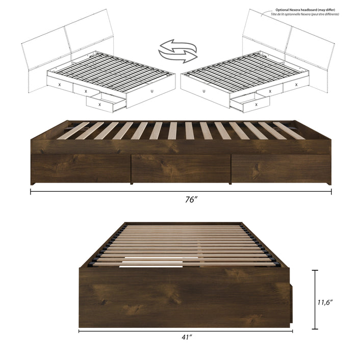 Nordika Twin Storage Platform Bed - Truffle 