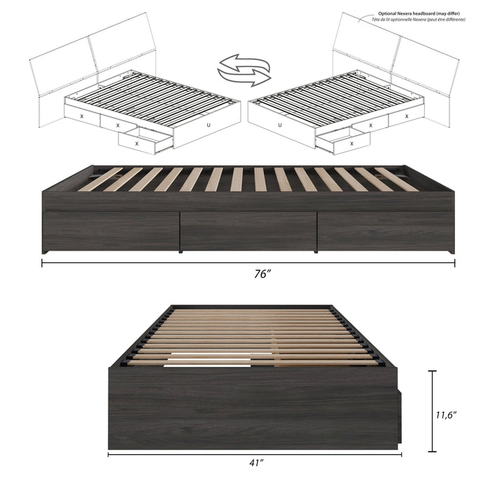 Nordika Twin Storage Platform Bed - Grey 