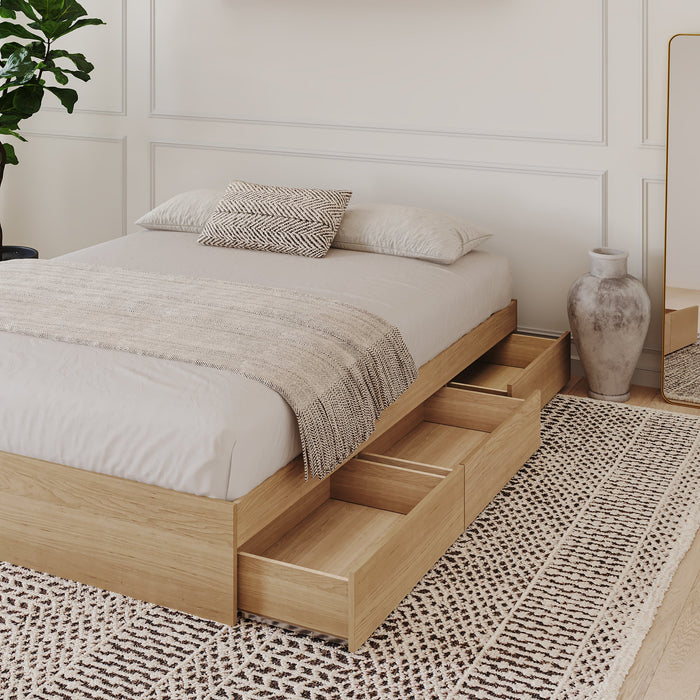 Nordika Full Storage Platform Bed - Natural Maple 