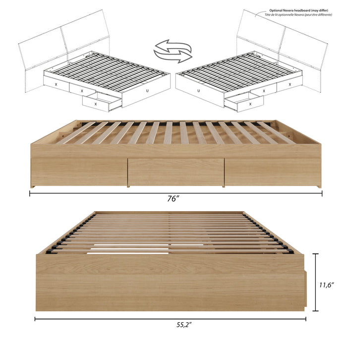 Nordika Full Storage Platform Bed - Natural Maple 