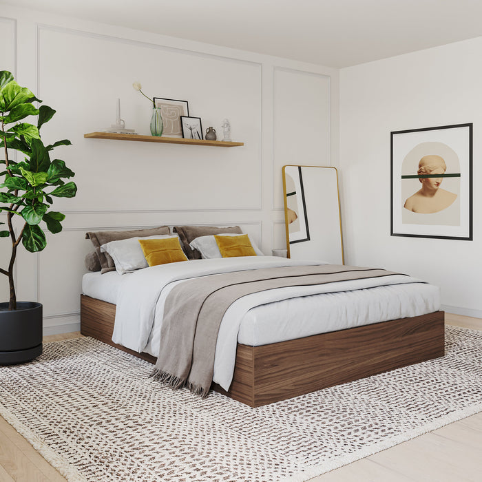 Nordika Full Storage Platform Bed - Walnut 