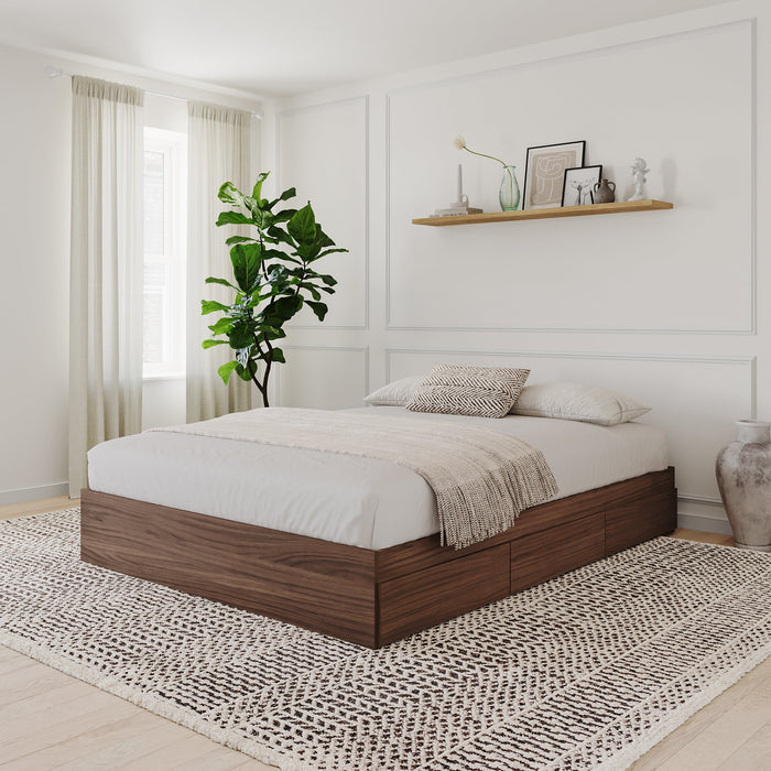 Nordika Full Storage Platform Bed - Walnut 