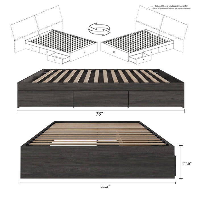 Nordika Full Platform Bed - Bark Grey 