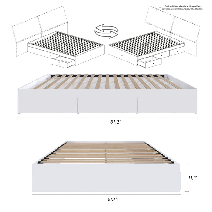 Nordika Queen Platform Bed - White 