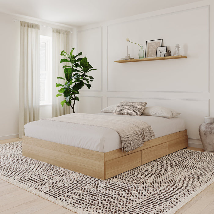 Nordika Queen Storage Platform Bed - Natural Maple 