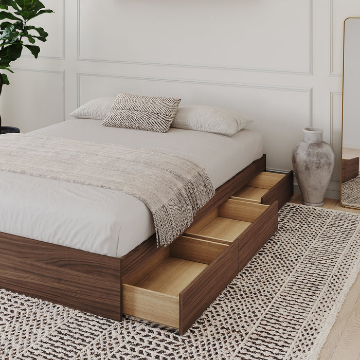Nordika Queen Storage Platform Bed - Walnut 