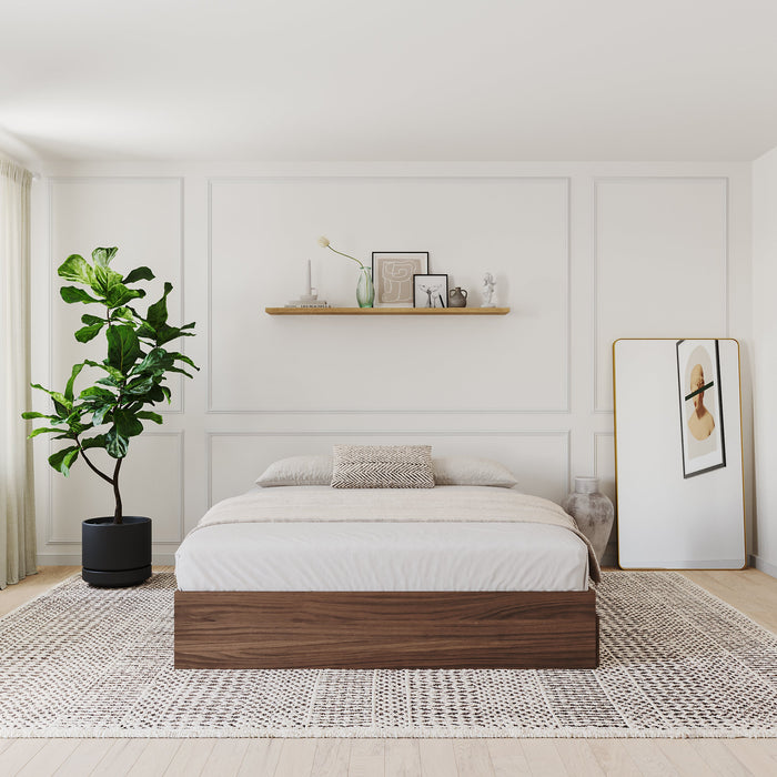 Nordika Queen Storage Platform Bed - Walnut 