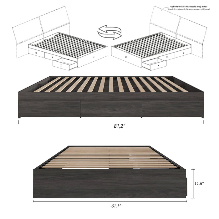 Nordika Queen Platform Bed - Bark Grey 