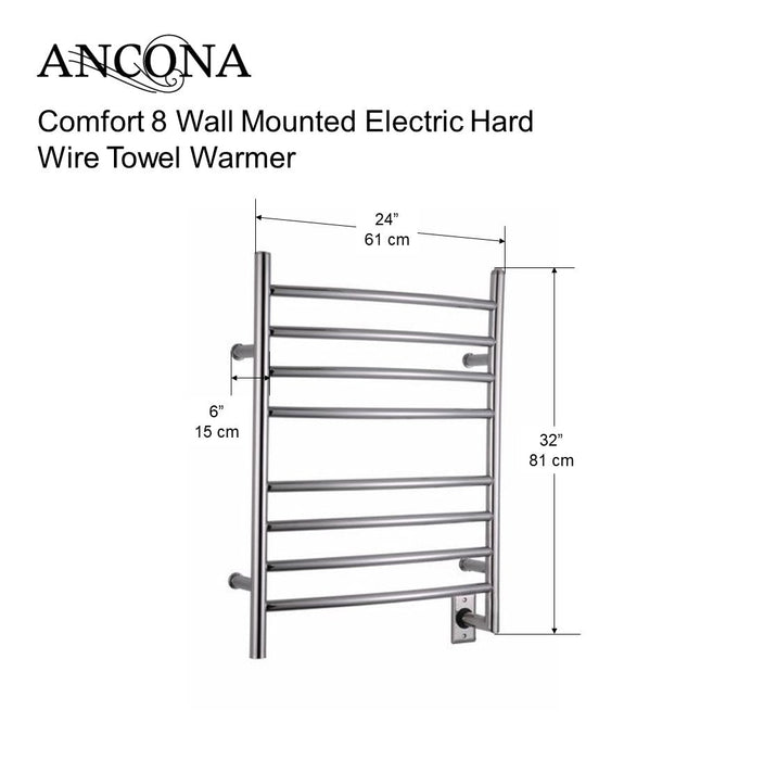 Ancona Comfort Wall Mounted Hardwired Towel Warmer - AN0512-0002 