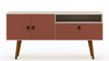 Manhattan Comfort Tribeca 53.94\" Mid-Century Modern TV Stand with Solid Wood Legs - Off White & Terr