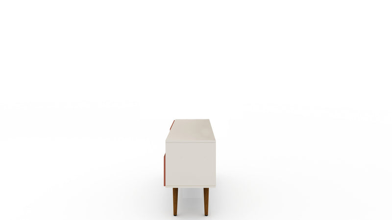 Manhattan Comfort Tribeca 53.94\" Mid-Century Modern TV Stand with Solid Wood Legs - Off White & Terr
