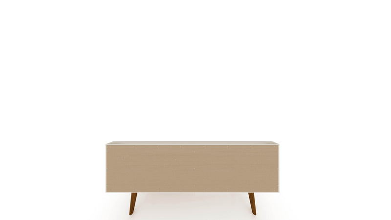 Manhattan Comfort Tribeca 53.94\" Mid-Century Modern TV Stand with Solid Wood Legs - Off White & Terr