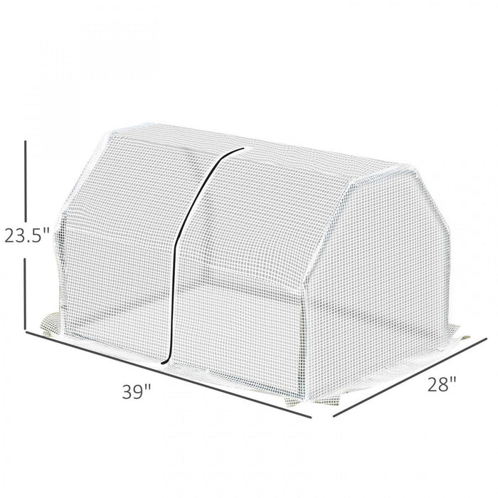 Outsunny 39\" X 28\" X 24\" Portable Mini Greenhouse Pe Grow House With Zipper Door Gardening Plant Cov