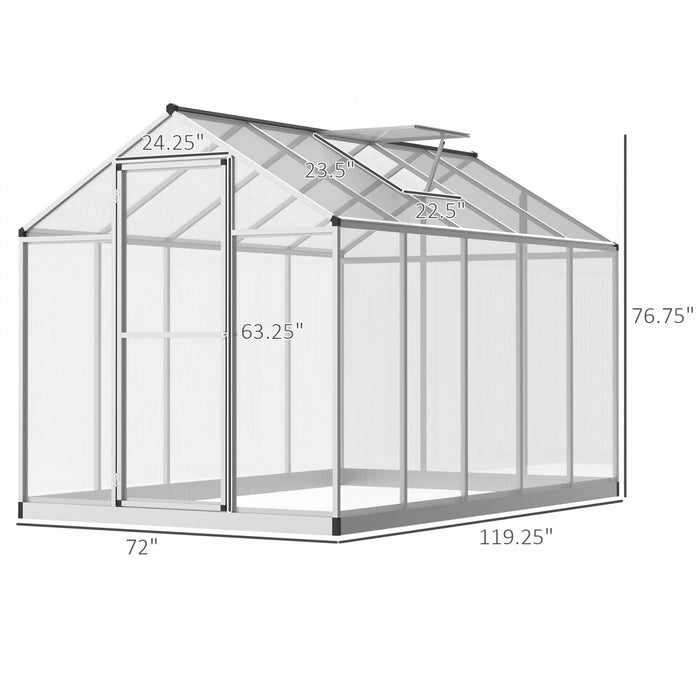 Outsunny 10' X 6' X 6.4' Walk-in Garden Greenhouse Polycarbonate Panels Plants Flower Growth Shed Co