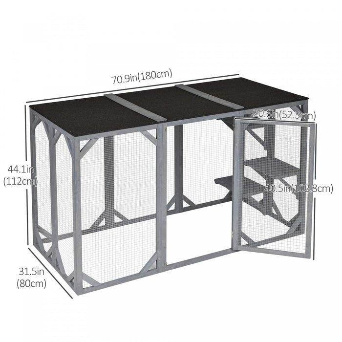 Pawhut Cat Cage Indoor Catio Outdoor Cat Enclosure Pet House Small Animal Hutch For Rabbit, Kitten, 