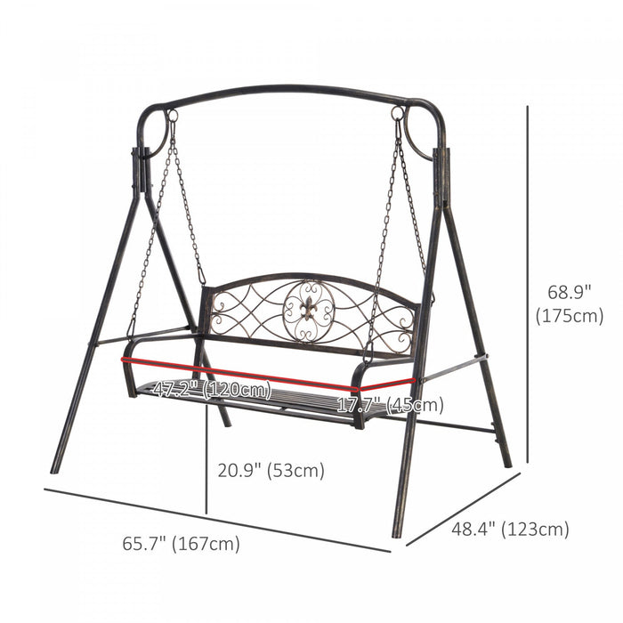Outsunny 2 Seater Porch Swing Chair, Outdoor Swing Seat For Garden, Black