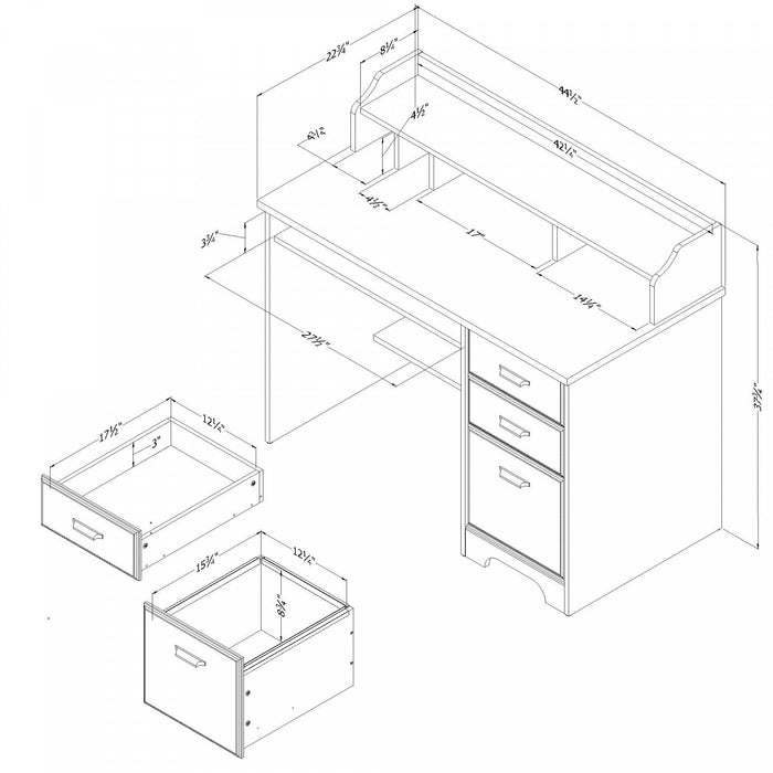 Versa Computer Office Desk With Hutch - Weathered Oak 