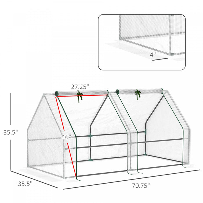 Outsunny 6' X 3' X 3' Portable Tunnel Greenhouse Outdoor Garden Mini With Large Zipper Doors & Water