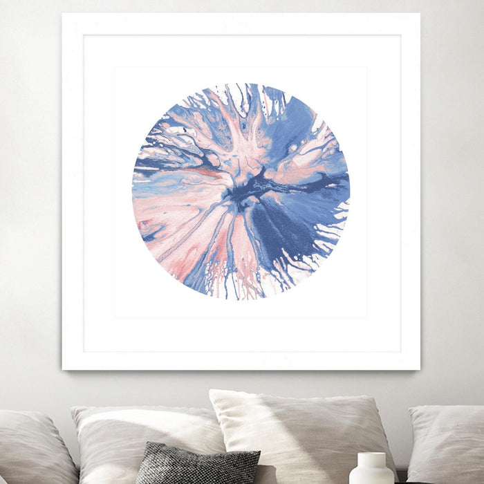\"Spin Art 21\" Matted and Framed White 30x30 Wall Art