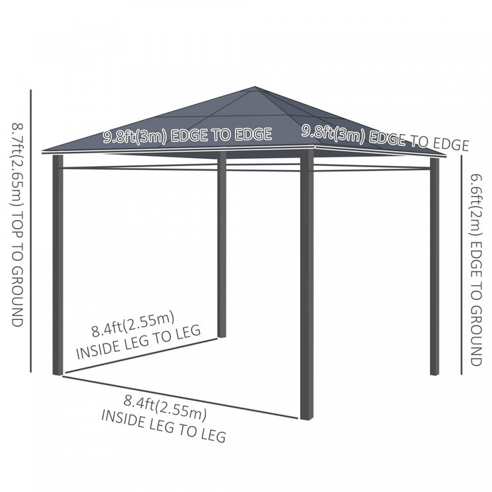 Outsunny 10' X 10' Polycarbonate Hardtop Gazebo Canopy Outdoor Patio Gazebo With Aluminum Frame & Cu