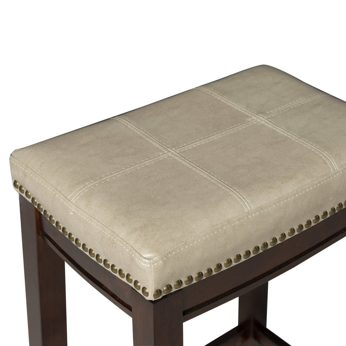 Claridge Beige Faux Leather Backless Counter-Height Stool - Set of 2