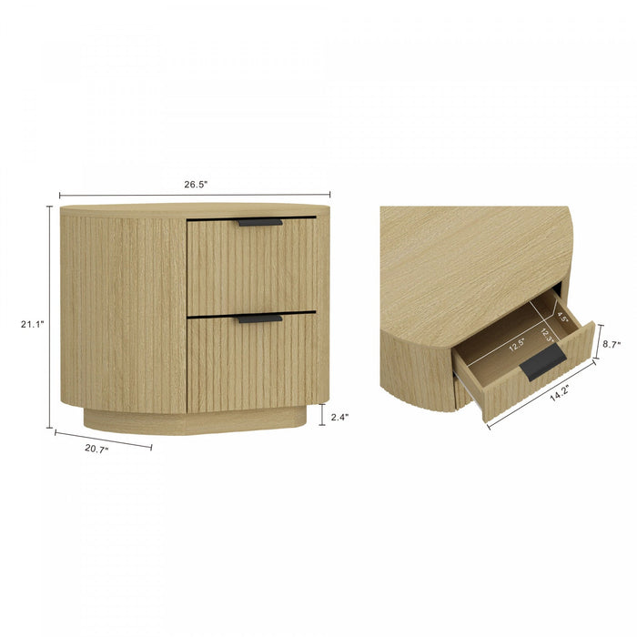 Olivia Modern 27\" Nightstand in Natural Oak (2-Drawer) 