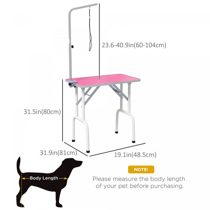 Pawhut 32in Foldable Dog Grooming Table For Small Dogs, Pet Grooming Table For Dogs Cats With Adjust
