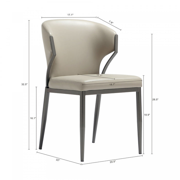 Kirsten Modern Metal Vegan Leather Dining Chair in Light Gray - Set of 2 