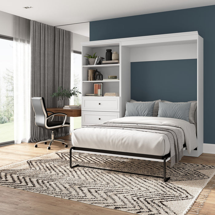 Bestar Versatile Full Murphy Bed Closet Organizer with Drawers (95 W) - White