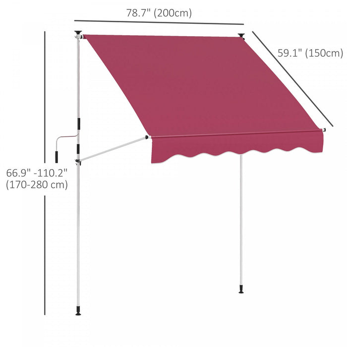 Outsunny 6.6'x5' Manual Retractable Patio Awning Window Door Sun Shade Deck Canopy Shelter Water Res