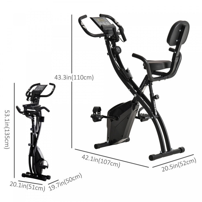 Soozier 2 In 1 Upright Exercise Bike Stationary Foldable Magnetic Recumbent Cycling With Arm Resista
