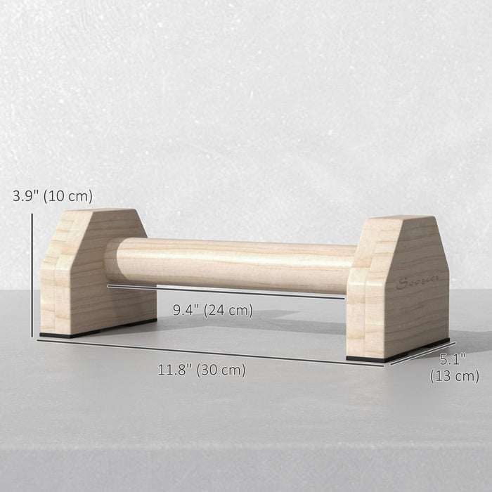 Soozier Push up Handles, Wooden Parallettes Bars with Non-Slip Base Natural