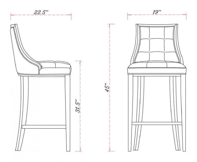 Fifth Avenue Traditional Wood Upholstered Barstool in Graphite - Set of 2 