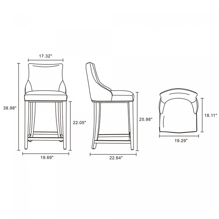 Shubert Modern Wood Upholstered Counter Stool in Dark Taupe - Set of 2 
