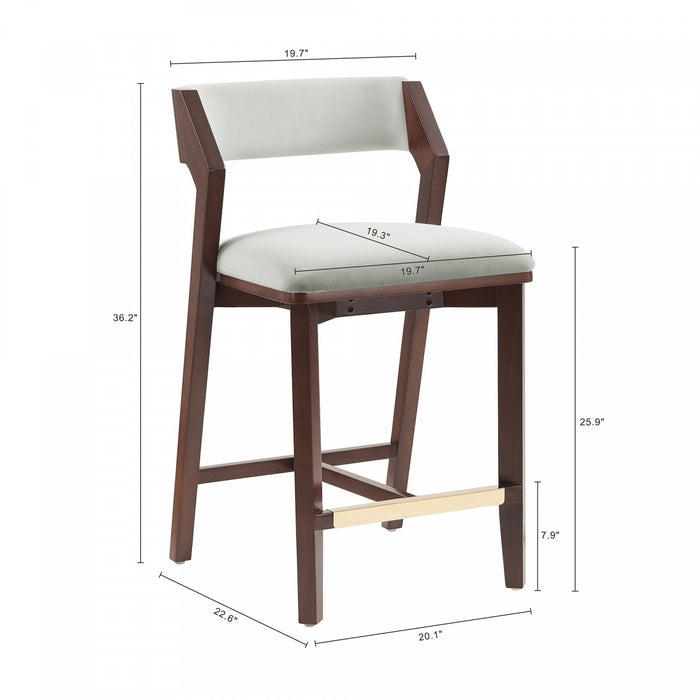 Patricia Modern Wood Upholstered Counter Stool in White Glacier Bar Stool 