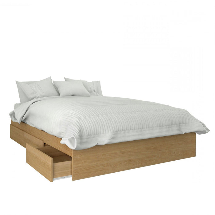 Nordika Full Storage Platform Bed - Natural Maple 