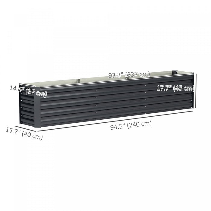 Outsunny 8x1.3x1.5ft Galvanized Raised Garden Bed, Open Bottom, Dark Grey