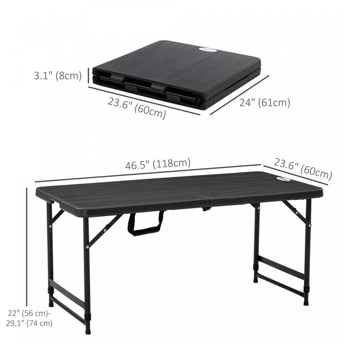 Outsunny Foldable Outdoor Dining Table For 4, Height Adjustable Steel Legs