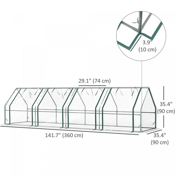 Outsunny 12' X 3' X 3' Portable Greenhouse, Tunnel Greenhouse Clear