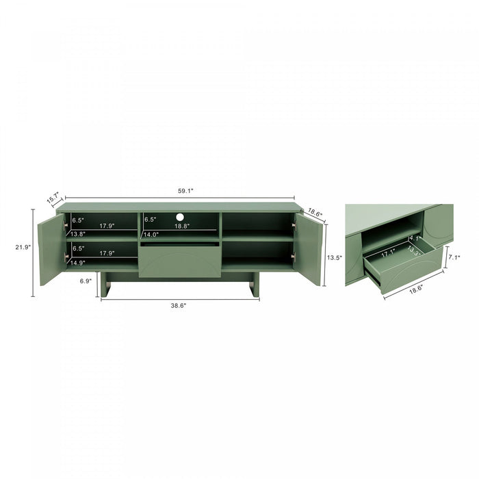 Ella Modern 59\" TV Stand in Sage Green 