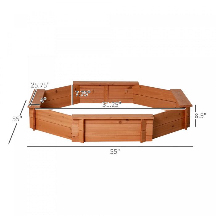 Kids Sandbox With Cover And Seat, Outdoor Children Sand Playset For Backyard, Boys And Girls, Red, 5