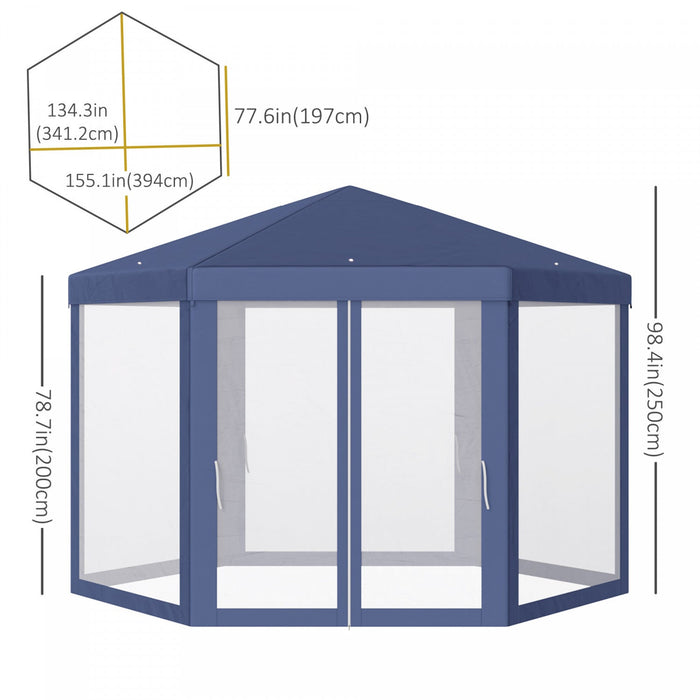 Outsunny Φ13' Hexagon Party Tent Patio Gazebo Outdoor Activity Event Canopy Quick Sun Shelter Pavili
